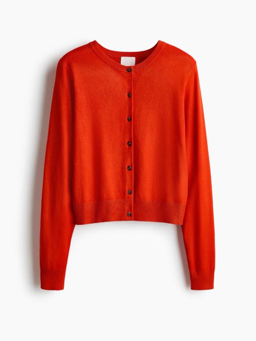 H&M Red -Orange Fine Knit Button Front Cardigan Size XS